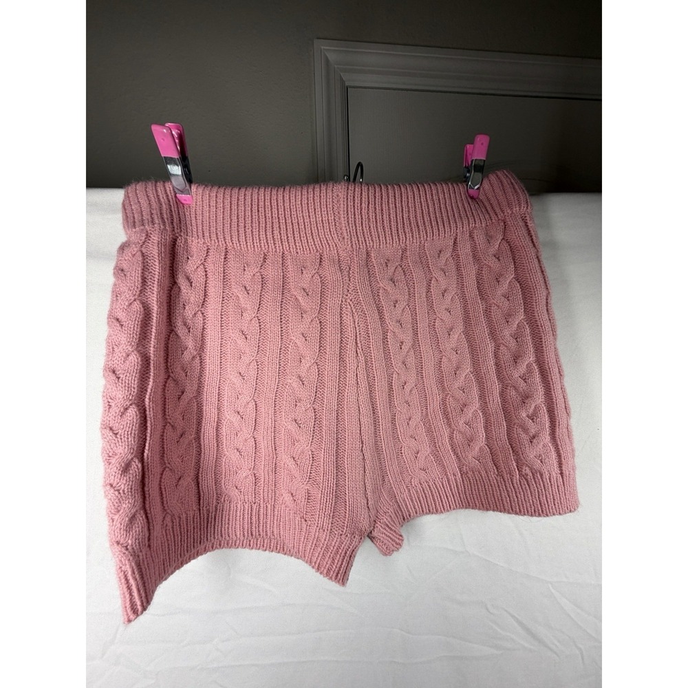 Hera Collection Pink Cable Knit Lounge Shorts Size Small High Waisted Cozy
